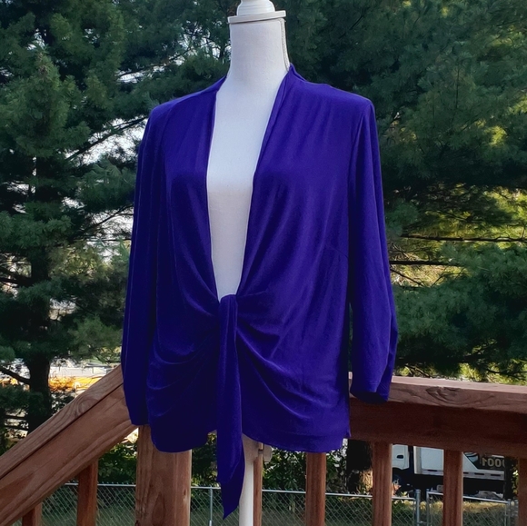 Perceptions Sweaters - Perceptions purple tie knot cardigan 2X